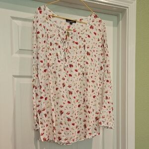 Suzanne Betro Floral White Blouse, 2x, NWT